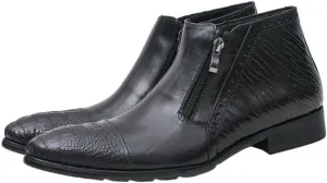 For Men Ankle Boots Mens Pointed Captoe Zip Ankle Boots Office Party Business Show Holiday For Club The First Layer Of Cowhide Genuine Pure Leather