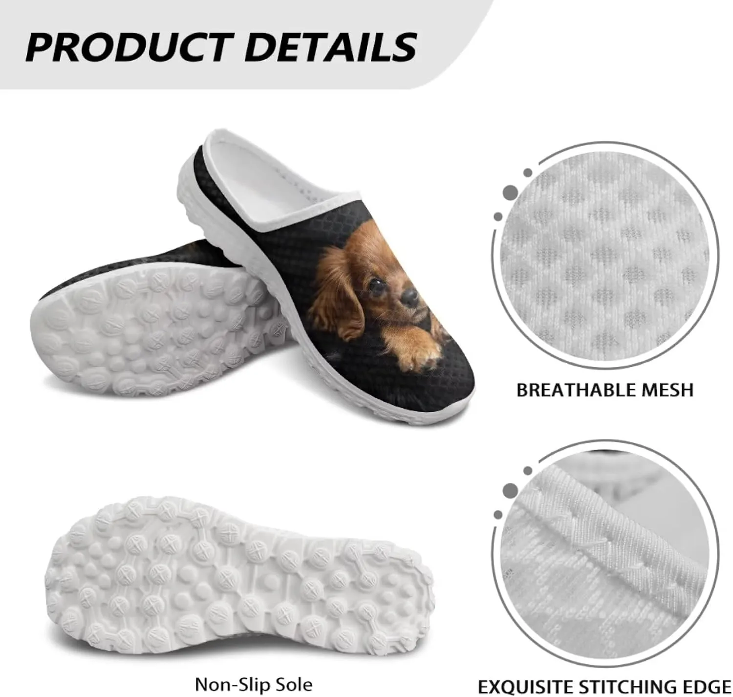 Forchrinse Dog Mules for Woman Breathable Mesh Walking Clogs Comfortable Slip on Nurse Work Slippers