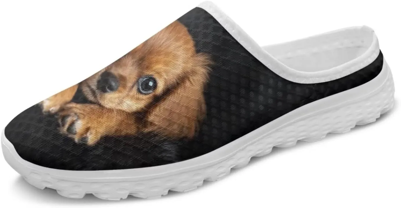 Forchrinse Dog Mules for Woman Breathable Mesh Walking Clogs Comfortable Slip on Nurse Work Slippers