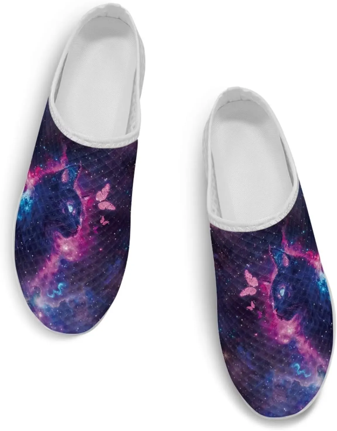 Forchrinse Women's Mules & Clogs Cat Print Mesh Walking Shoes Comfortable Slip on Nurse Work Slippers
