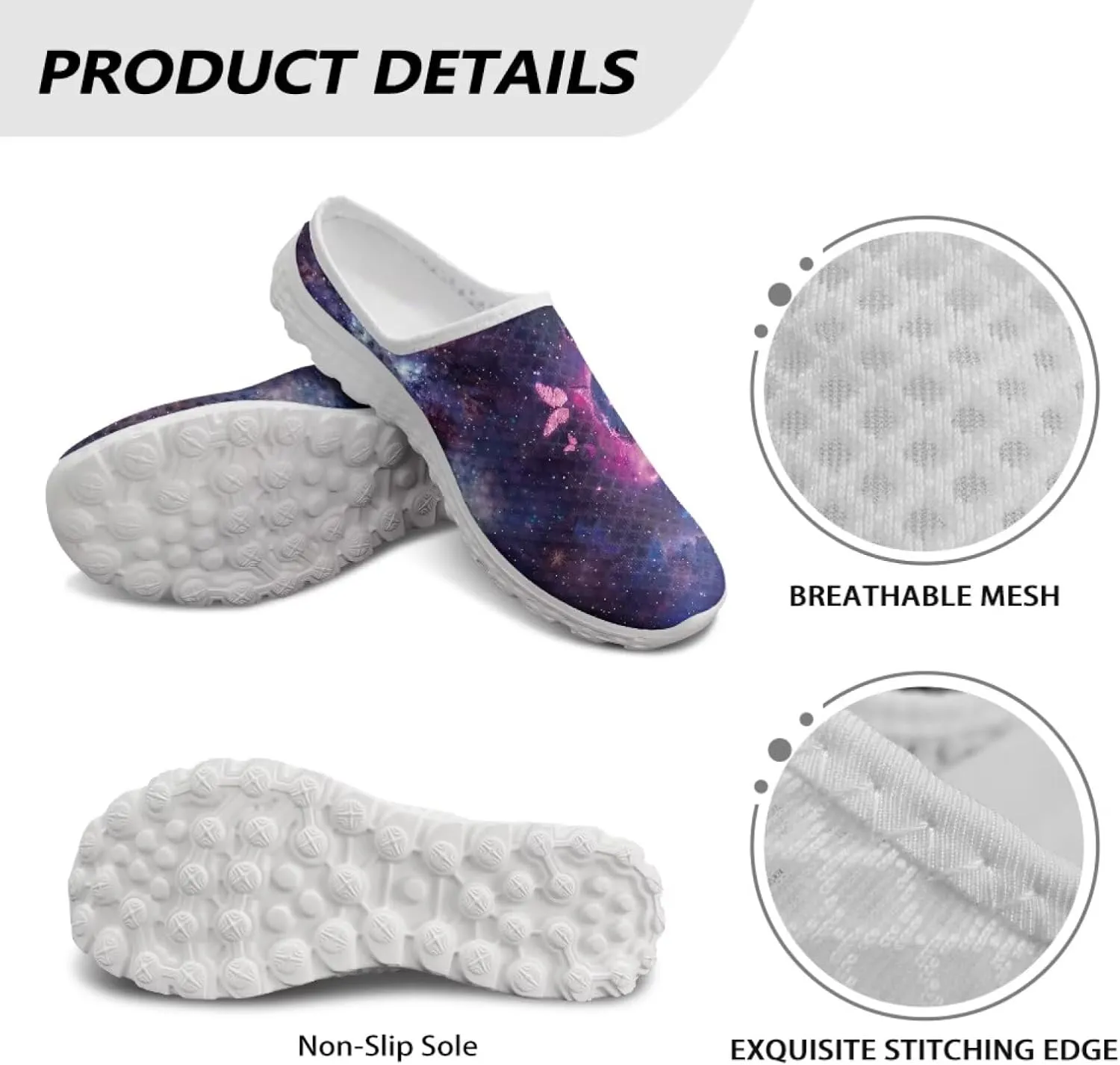 Forchrinse Women's Mules & Clogs Cat Print Mesh Walking Shoes Comfortable Slip on Nurse Work Slippers