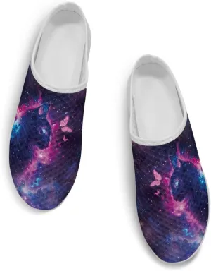 Forchrinse Women's Mules & Clogs Cat Print Mesh Walking Shoes Comfortable Slip on Nurse Work Slippers