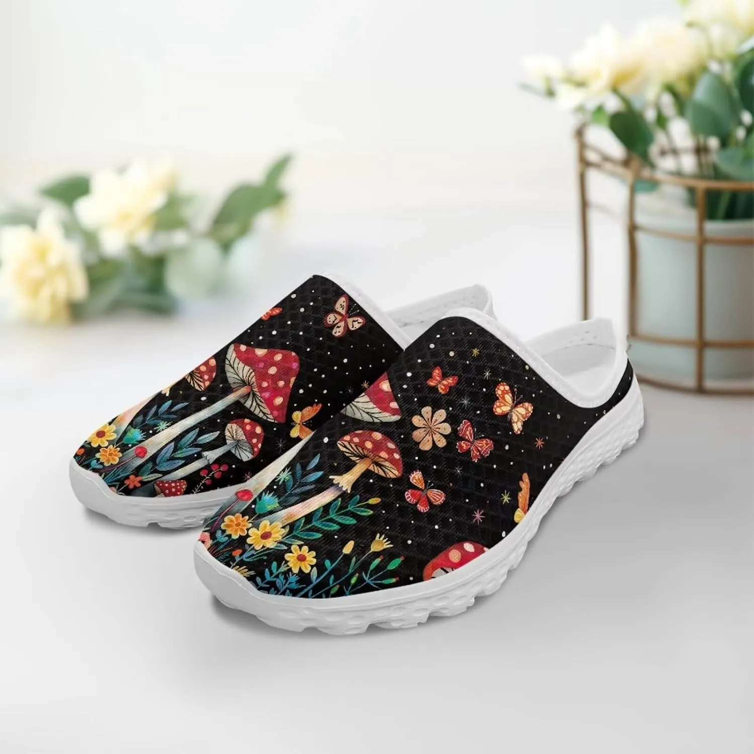 Forchrinse Womens Mules Slip On Walking Clog Breathable Mesh Nursing Shoes Lightweight Garden Clogs