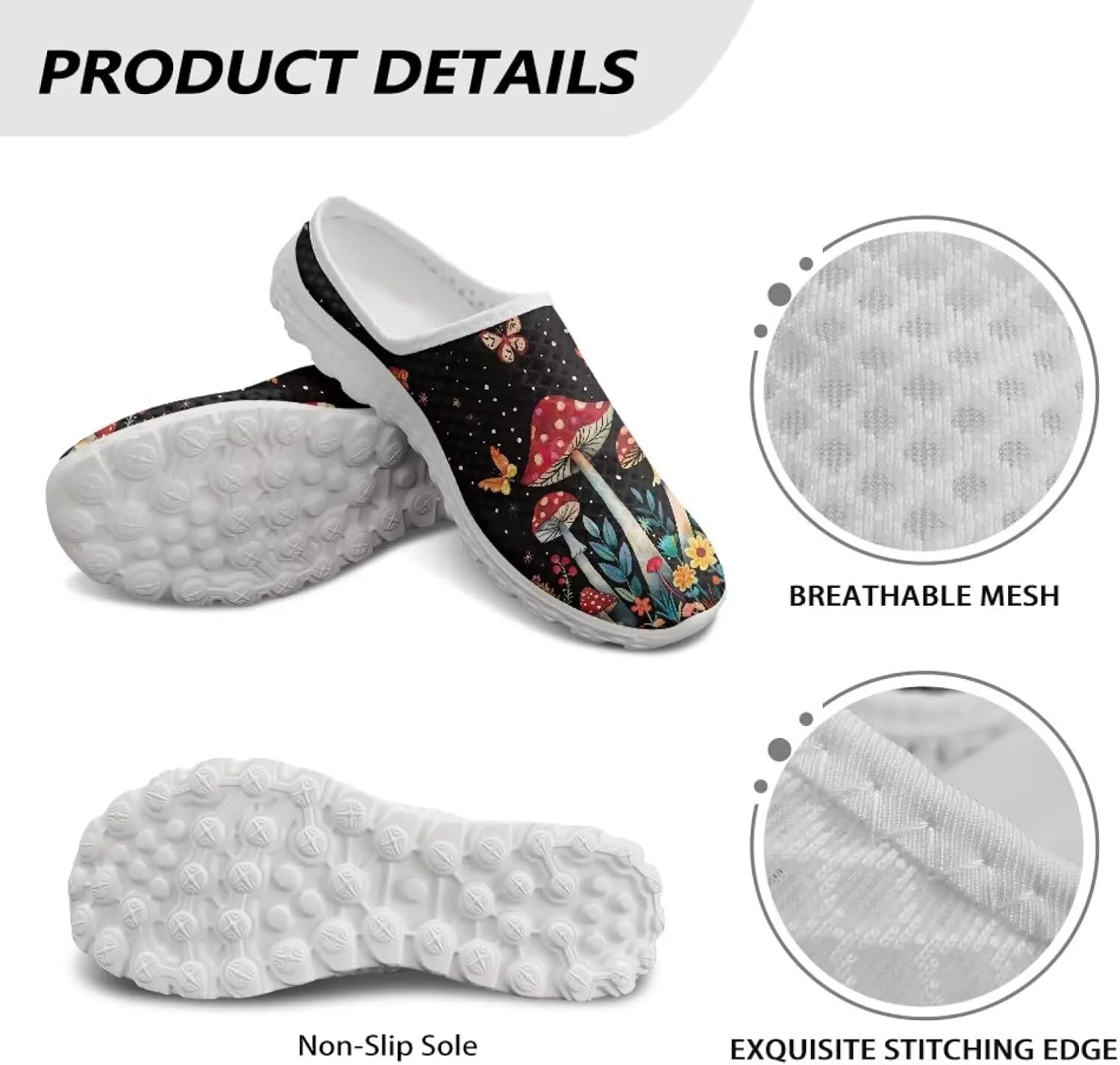 Forchrinse Womens Mules Slip On Walking Clog Breathable Mesh Nursing Shoes Lightweight Garden Clogs