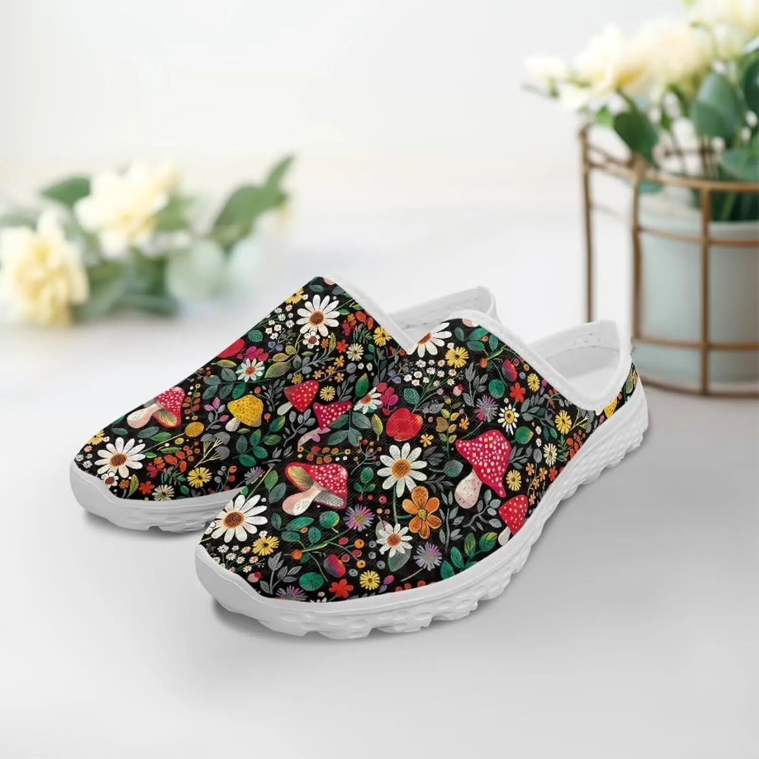Forchrinse Womens Mules Slip On Walking Clog Breathable Mesh Nursing Shoes Lightweight Garden Clogs