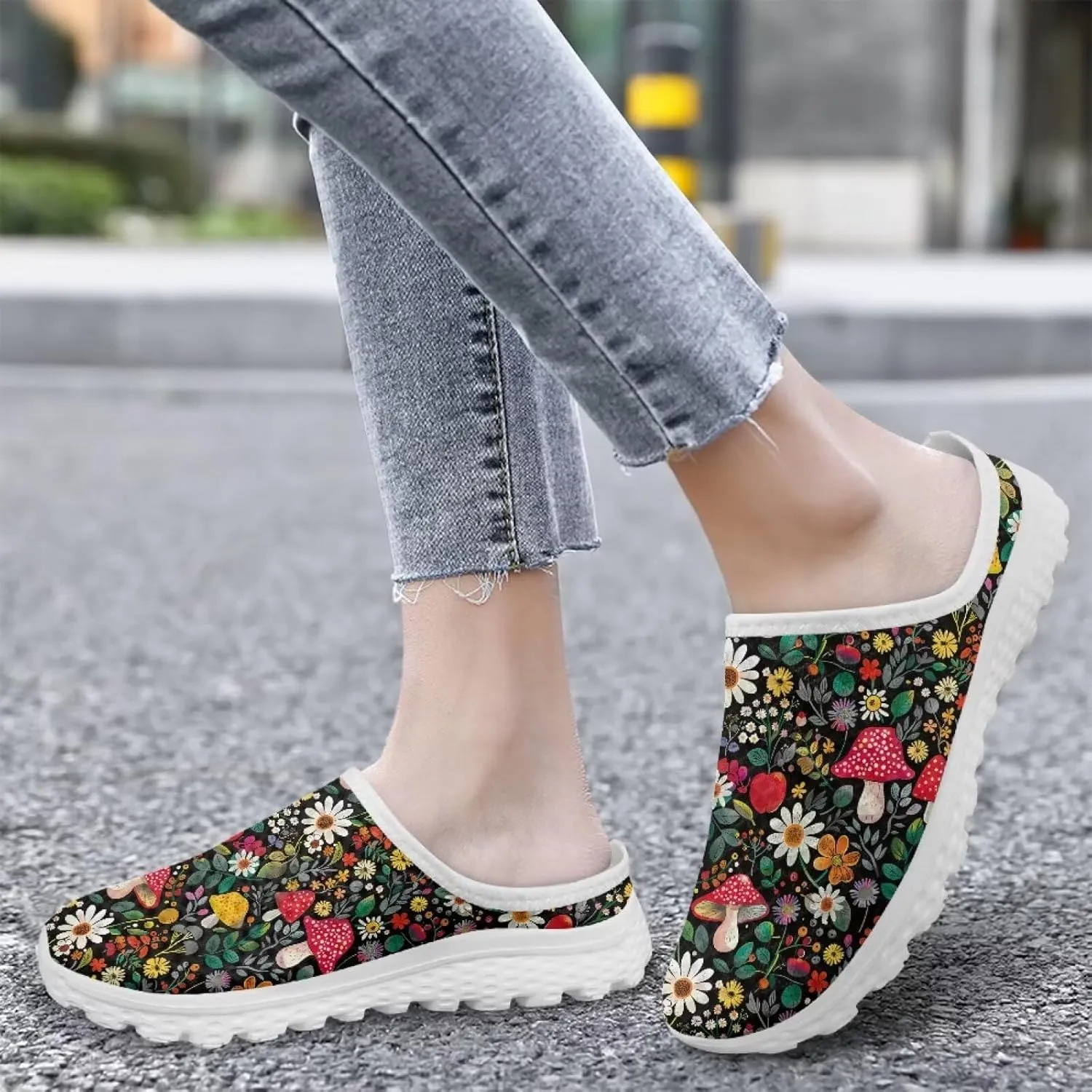 Forchrinse Womens Mules Slip On Walking Clog Breathable Mesh Nursing Shoes Lightweight Garden Clogs
