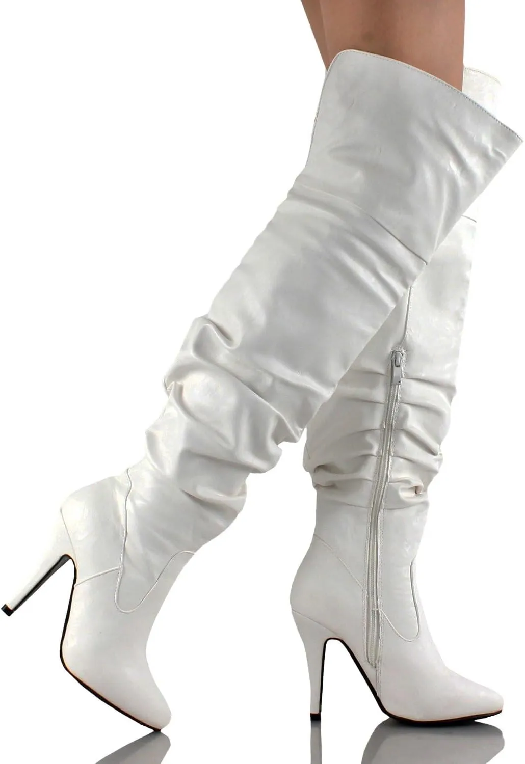 Forever Link Womens Focus-33 Vegan Leather Over The Knee Fashion Boots