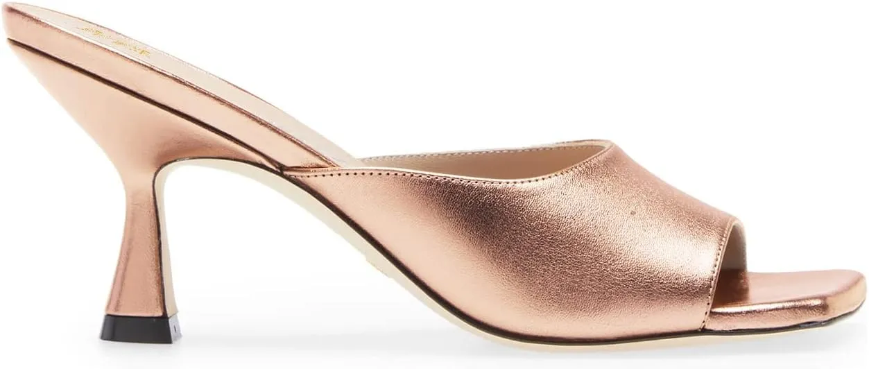 FOWT Summer Classic Square Open Toe Slip on Pumps Black Heeled Mules for Women Chic Flared Kitten Heel Slides Slippers Comfort Daily Dress Walking Shoes, US Size 4-16 M