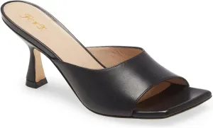 FOWT Summer Classic Square Open Toe Slip on Pumps Black Heeled Mules for Women Chic Flared Kitten Heel Slides Slippers Comfort Daily Dress Walking Shoes, US Size 4-16 M