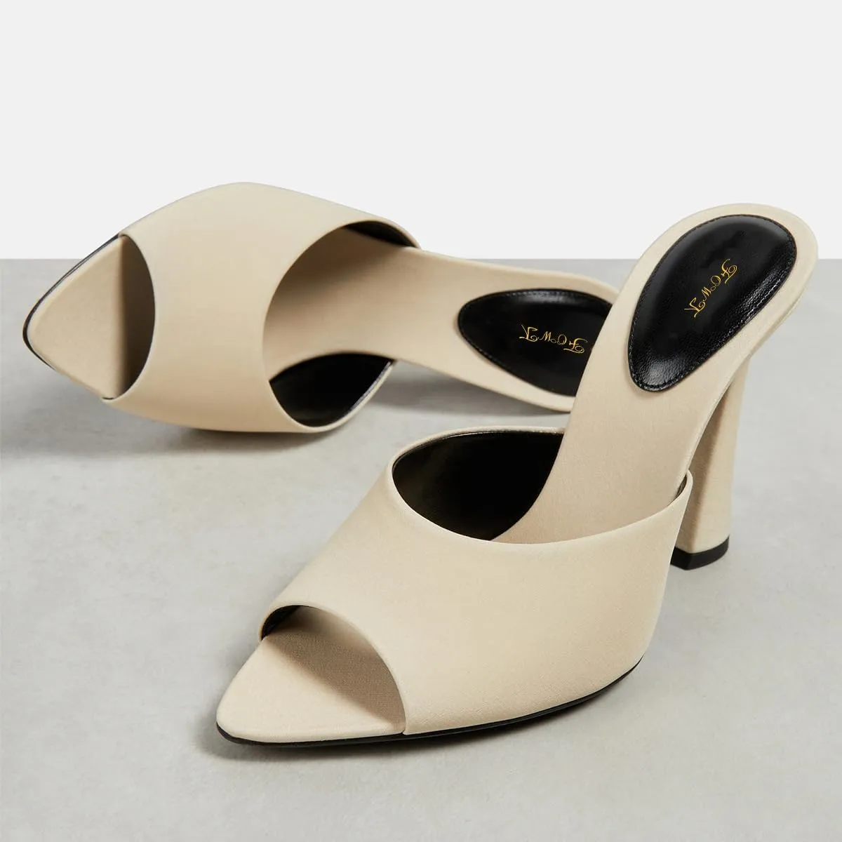 FOWT Women Pointed Peep Toe Mules Block High Heel Slippers Slip on Dressy Party Dance Shoes Size 4-16 US