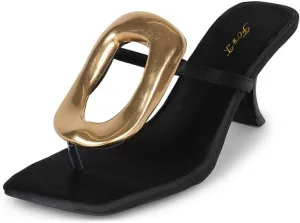 FOWT Women Square Split Toe Mules Slip on Kitten Mid Heel Slippers Fashion Daily Street Shoes Size 4-16 US