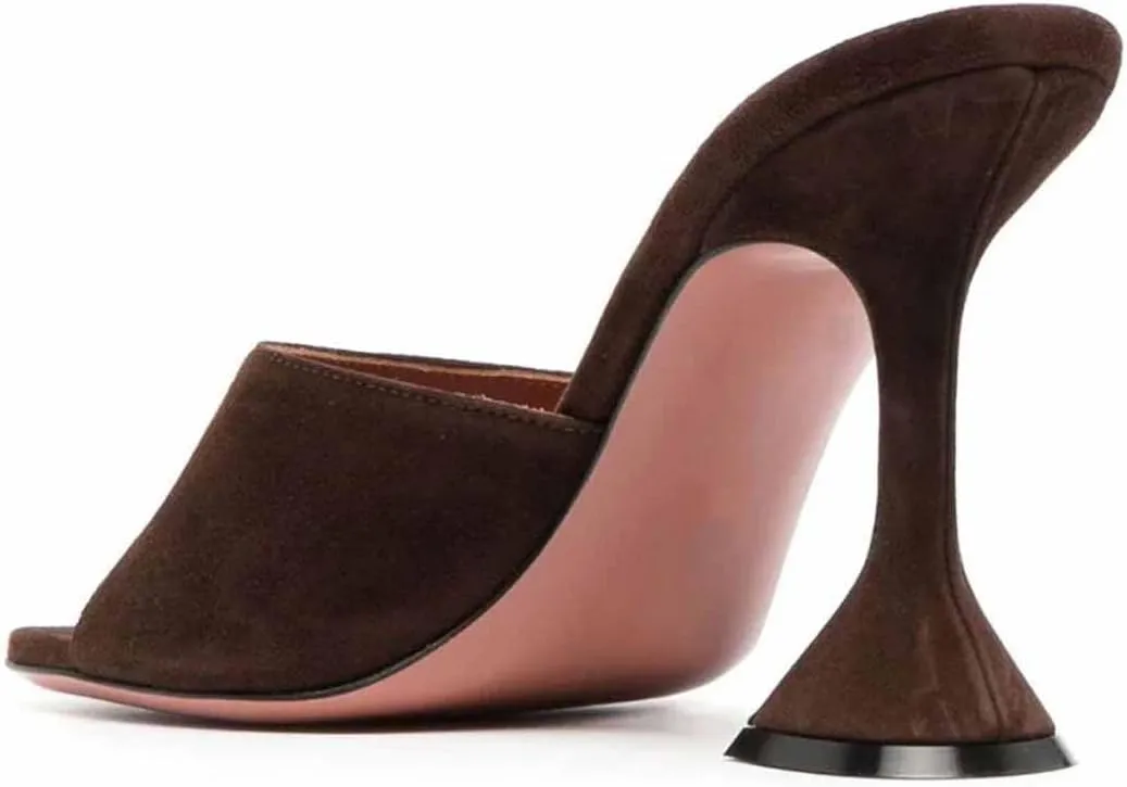 FOWT Women Stylish Peep Toe High Heel Mules Slip on Ladies Party Prom Dance Slide Sandals Size 4-16 US