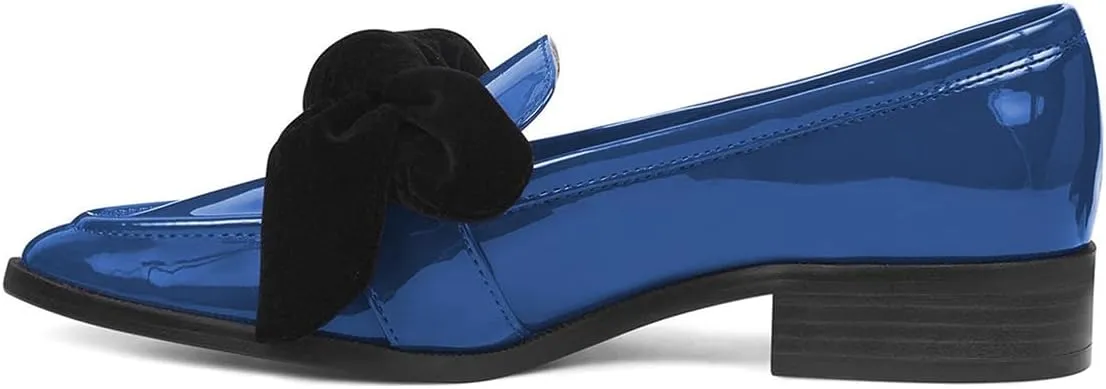 FOWT Women Trendy Bowknots Slip On Flats Loafers Comfort Low Block Heel Pointed Toe Pumps Formal Casual Dressy Shoes Size 4-15 M US