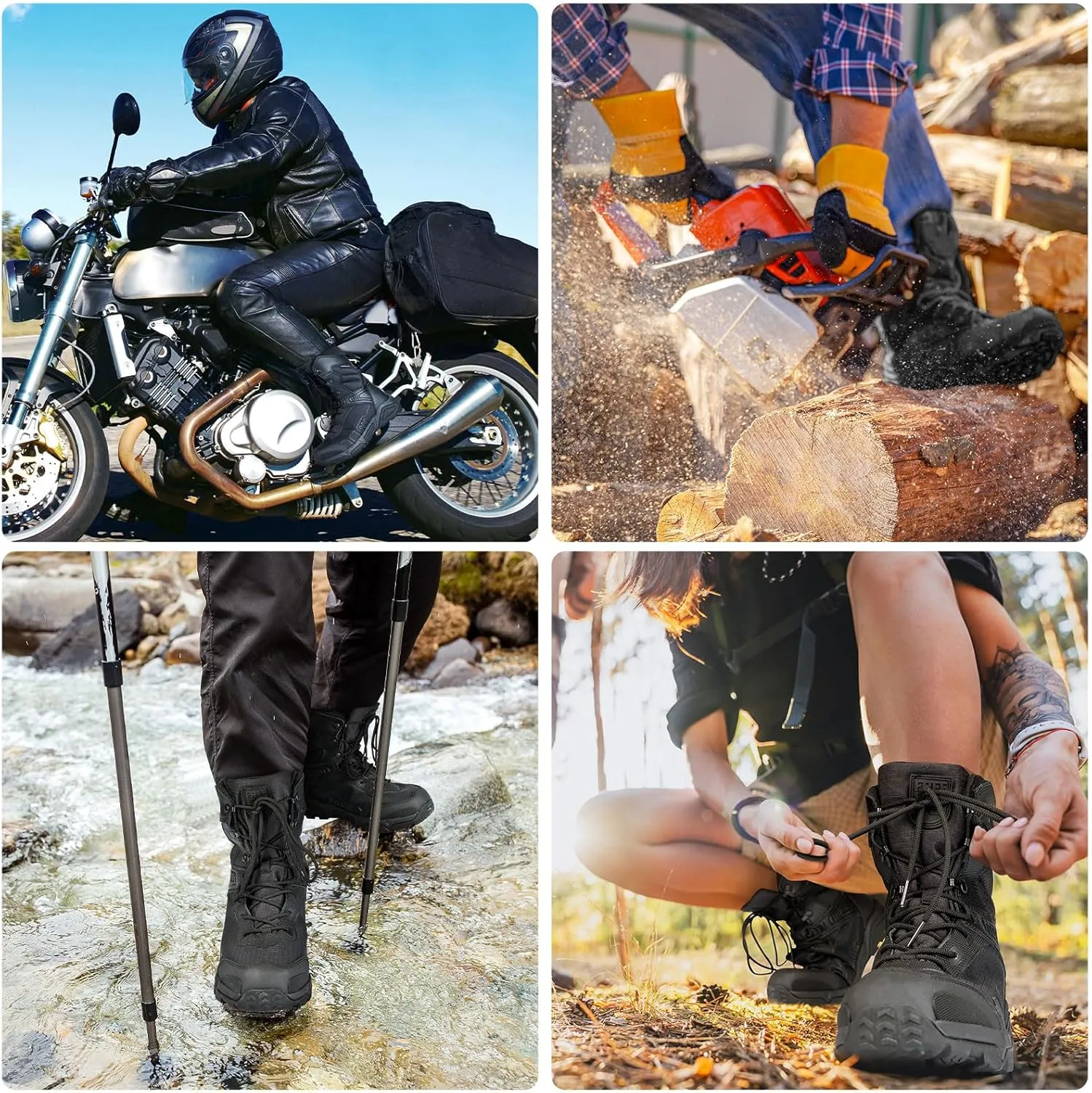 FREE SOLDIER Men's Military Tactical Boots Waterproof Hiking Work Boots Durable Combat Boots
