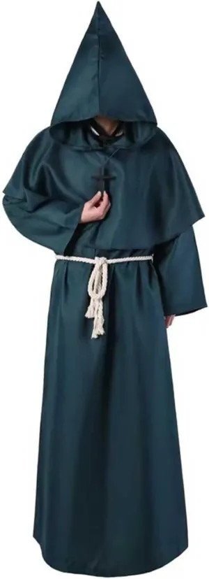 Friar Medieval Cloak Hooded Monk Renaissance Priest Robe Costume Cosplay Outfits Women Mens Halloween Costume Cape