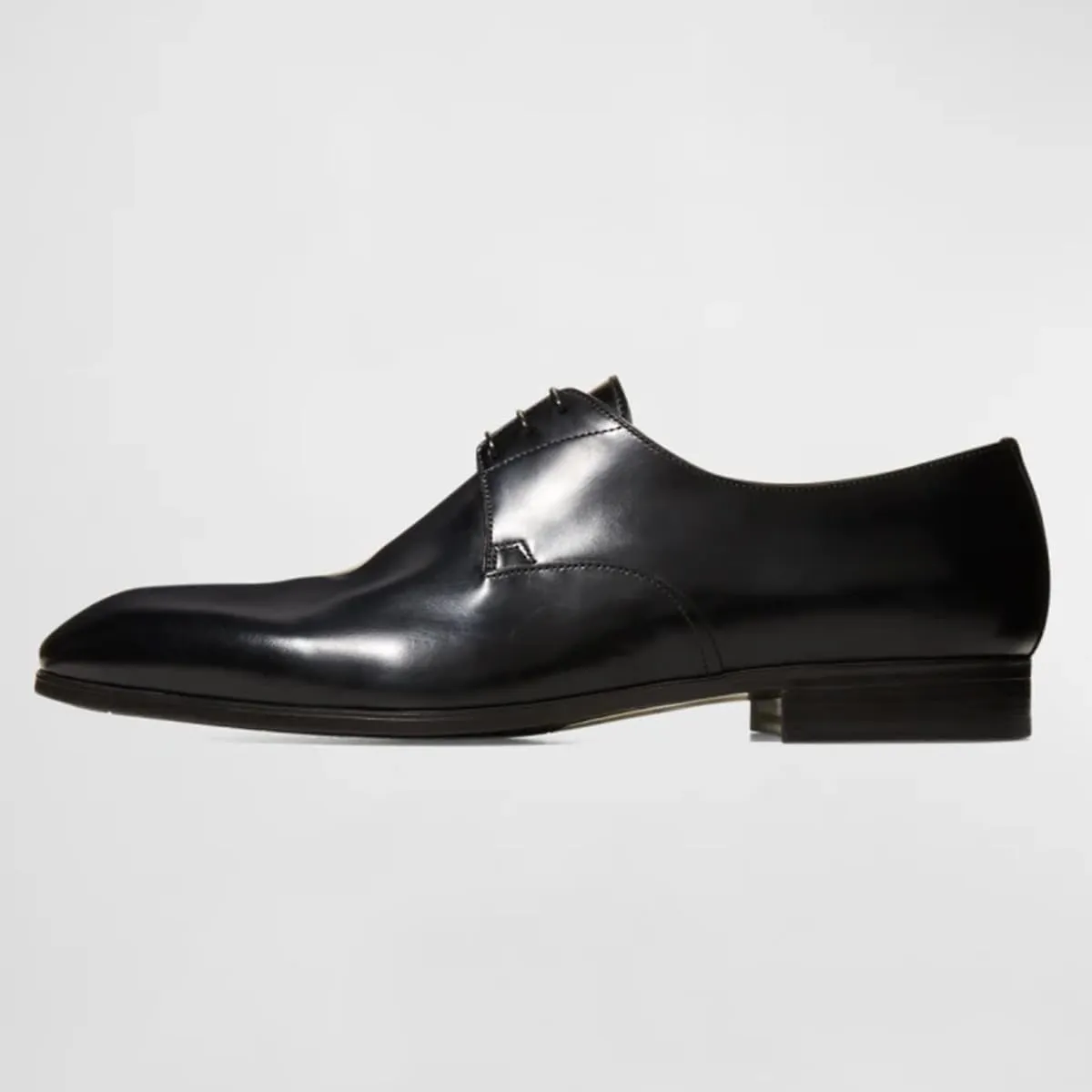 FSJ Men's Classic Shiny Leather Lace-Up Oxfords Modern Almond Toe Stacked Heel Formal Derby Business Dress Shoes Size 4-16 US