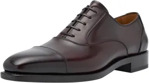 FSJ Men's Oxfords Formal Dress Shoes Square Cap Toe Lace-Up Soft Leather Comfortable Business Derby Shoes Size 4-16 US