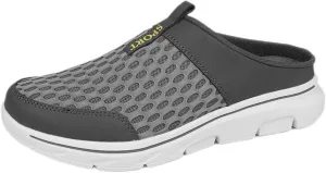 FUNCOS Men's Arch Support Slip-On Mules - Breathable Mesh Walking Shoes with Memory Foam, Lightweight Comfortable House Slippers for Indoor & Outdoor