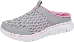 FUNCOS Women's Breathable Mesh Mules Slip-On Summer Shoes for Home Travel Slip-Resistant Sole Comfortable Walking Open Back