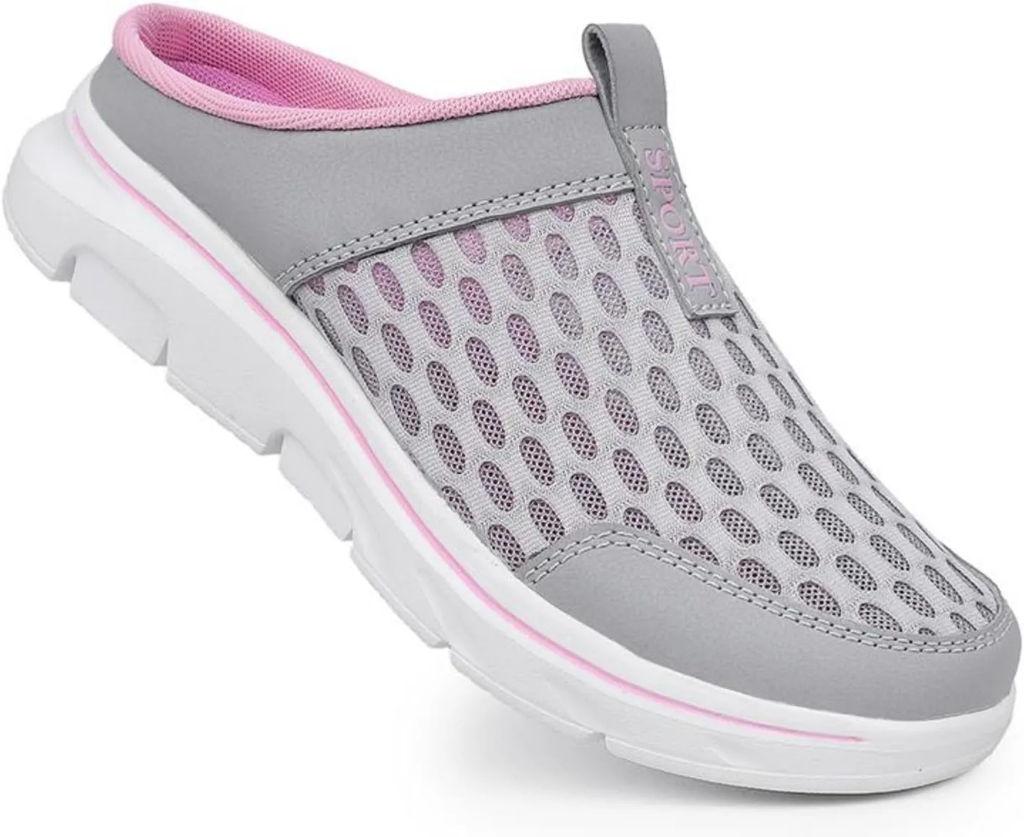 FUNCOS Women's Breathable Mesh Mules Slip-On Summer Shoes for Home Travel Slip-Resistant Sole Comfortable Walking Open Back