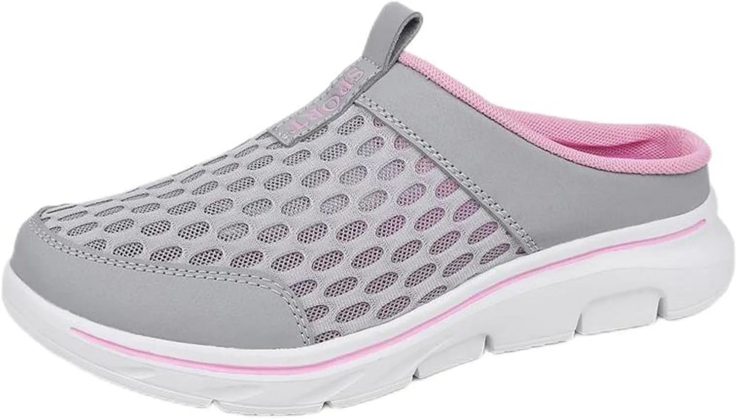 FUNCOS Women's Breathable Mesh Mules Slip-On Summer Shoes for Home Travel Slip-Resistant Sole Comfortable Walking Open Back