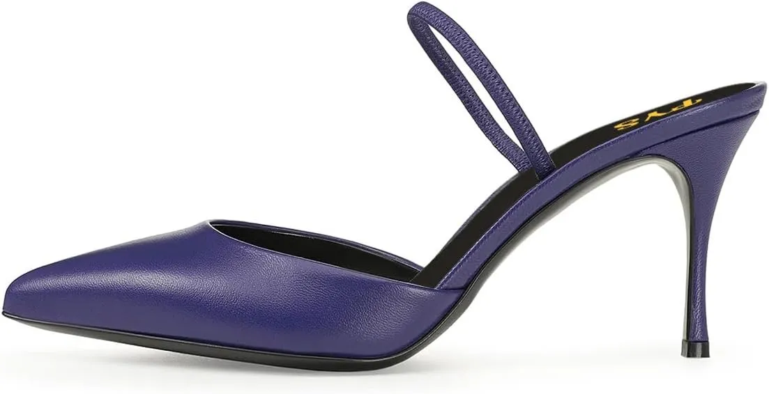 FYS Women Pointed Toe Slip on Mules Sexy Stiletto High Heels Dance Party Club Shoes Size 4-16 US