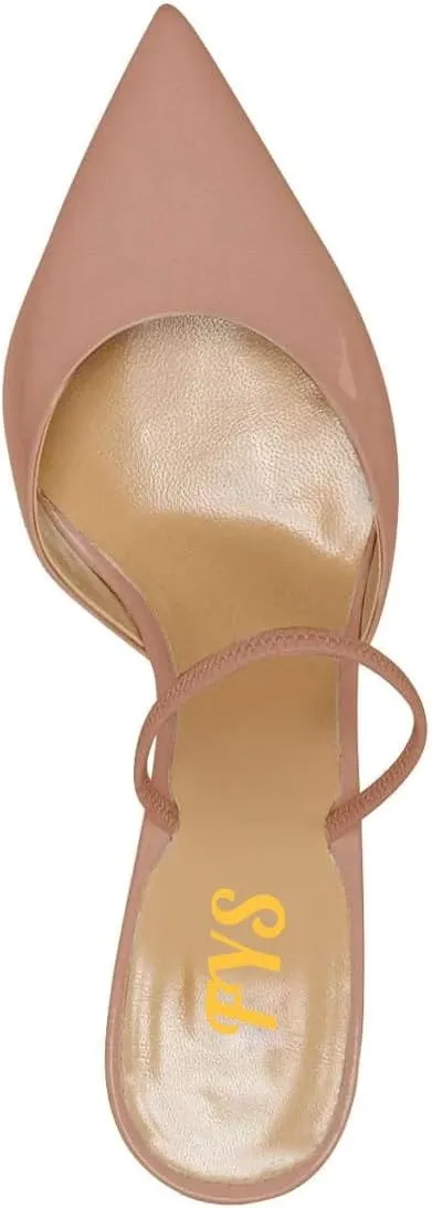 FYS Women Pointed Toe Slip on Mules Sexy Stiletto High Heels Dance Party Club Shoes Size 4-16 US