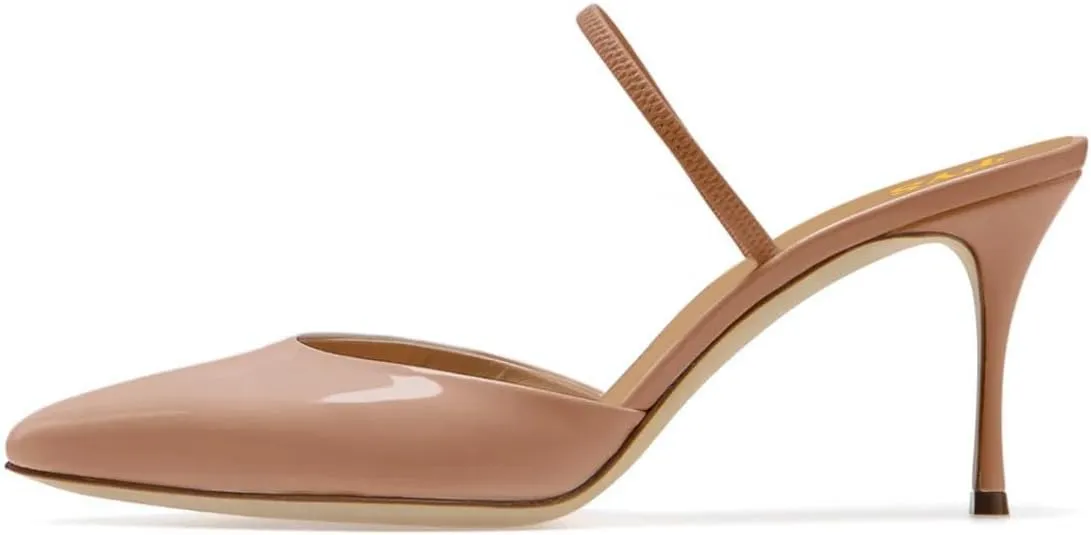 FYS Women Pointed Toe Slip on Mules Sexy Stiletto High Heels Dance Party Club Shoes Size 4-16 US
