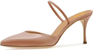 FYS Women Pointed Toe Slip on Mules Sexy Stiletto High Heels Dance Party Club Shoes Size 4-16 US
