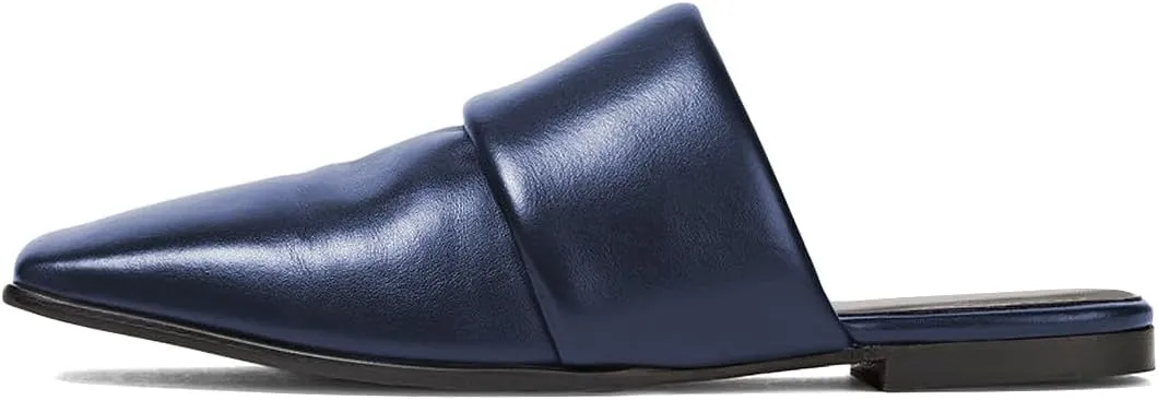 FYS Women Square Toe Flat Mules Slip on Wide Band Slippers Backless Indoor Outdoor Casual Sandal Shoes Size 4-16 US