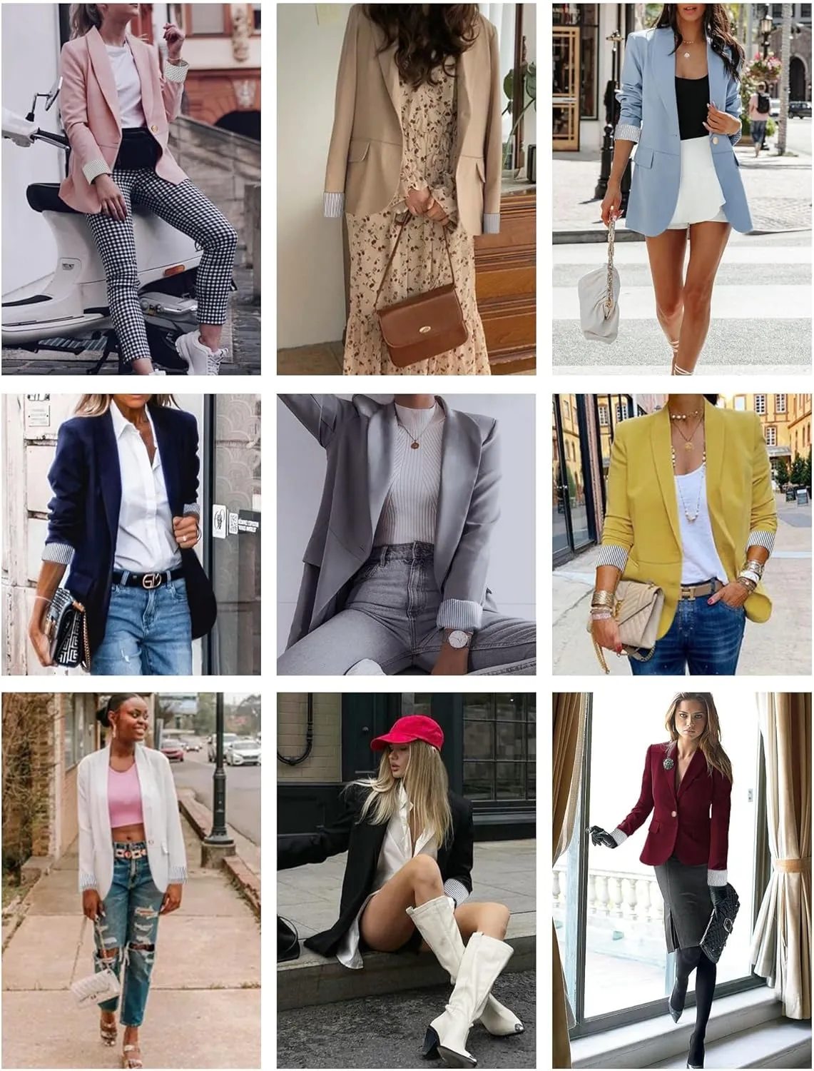 Genhoo Blazer Jackets for Women Open Front Long Sleeve Work Office Casual Blazers with Pockets S-2XL