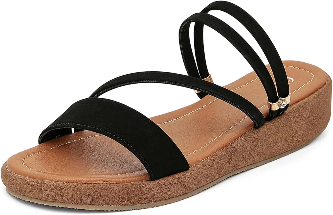 getmorebeauty Women's Platform Sandals Wedge Slingback Low Heels Sandals Slip on Slide Sandals For Women Open Toe Beach Shoes