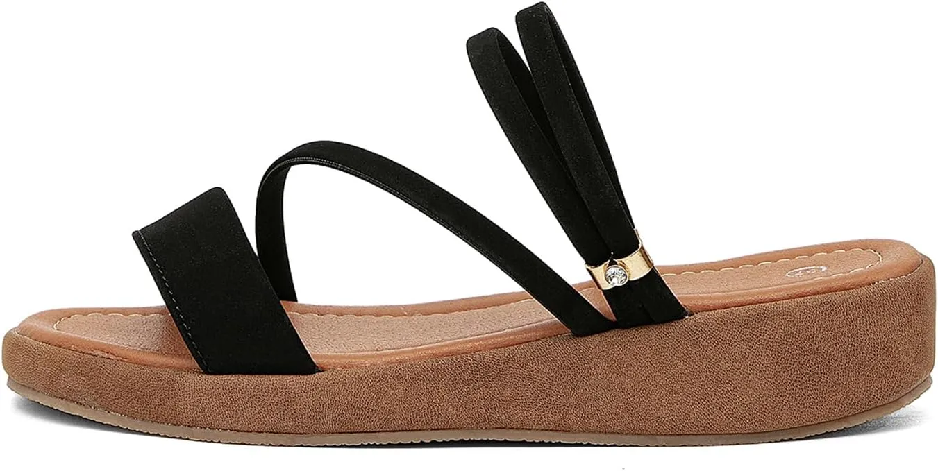 getmorebeauty Women's Platform Sandals Wedge Slingback Low Heels Sandals Slip on Slide Sandals For Women Open Toe Beach Shoes