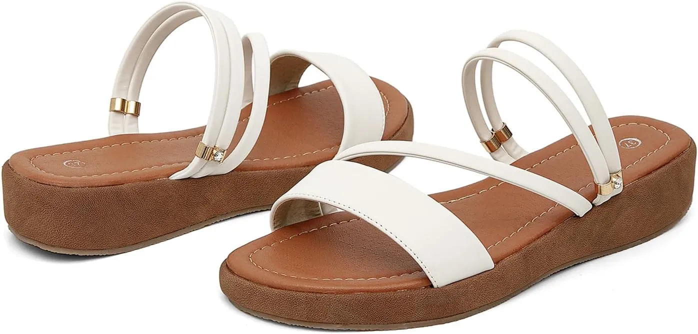 getmorebeauty Women's Platform Sandals Wedge Slingback Low Heels Sandals Slip on Slide Sandals For Women Open Toe Beach Shoes