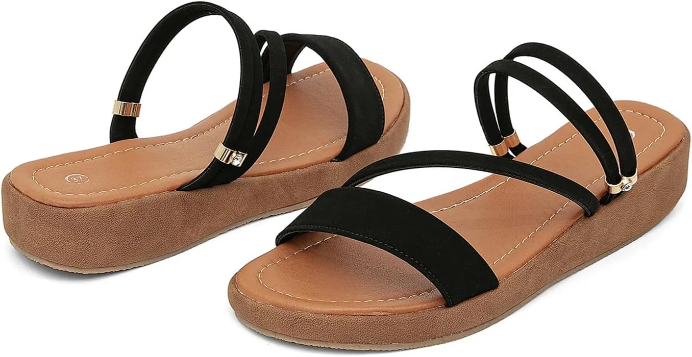 getmorebeauty Women's Platform Sandals Wedge Slingback Low Heels Sandals Slip on Slide Sandals For Women Open Toe Beach Shoes