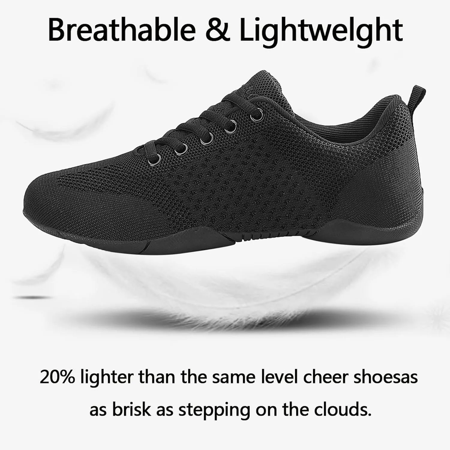 Girls' Black/White Cheer Shoes - Breathable, Lightweight, Casual Athletic Sneakers for Girls' Gymnastics & Cheerleading