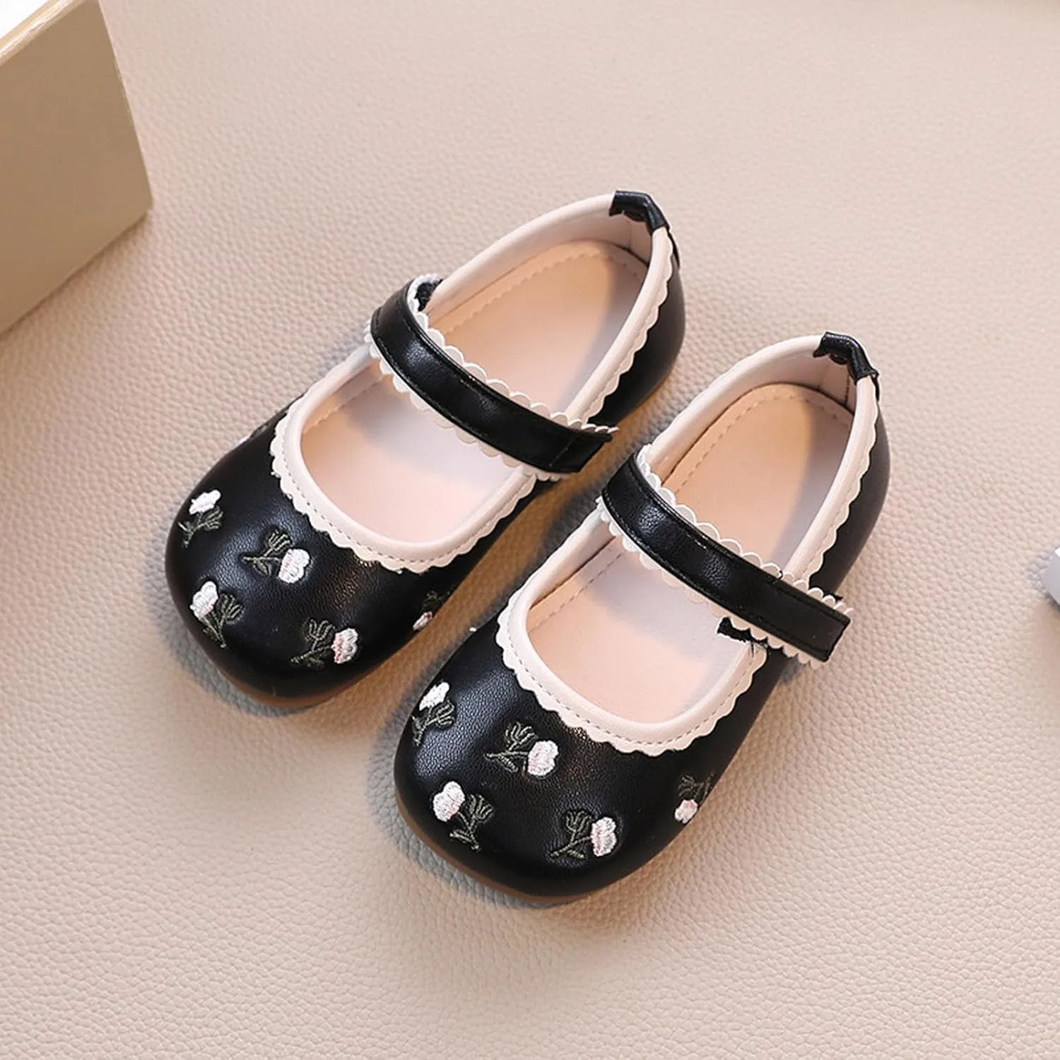 Girls Dress Shoes Flower Embroidery Flat𝐬 Toddler Cute Floral Print Mary Jane Flat𝐬 for Wedding Part𝐲 Wedding