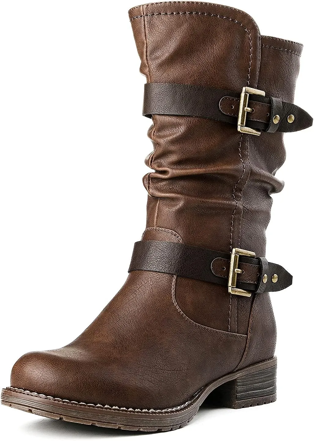 GLOBALWIN Women's Mid Calf Comfortable Fashion Dress Boots For Women Low Heel With Zipper