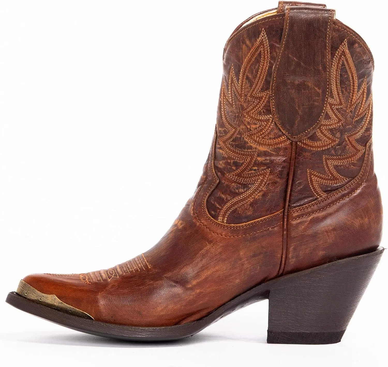 GORBINETI Women's Ankle Cowgirl Boots Pull on Suede Cowboy Boots Chunky Block Heel Western Boots Mid Calf Sky Blue Cowboy Boots US 5-14