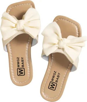 GORGLITTER Girl's Sandals Bow Knot Open Toe Summer Dressy Summer Shoes Flat Sandals