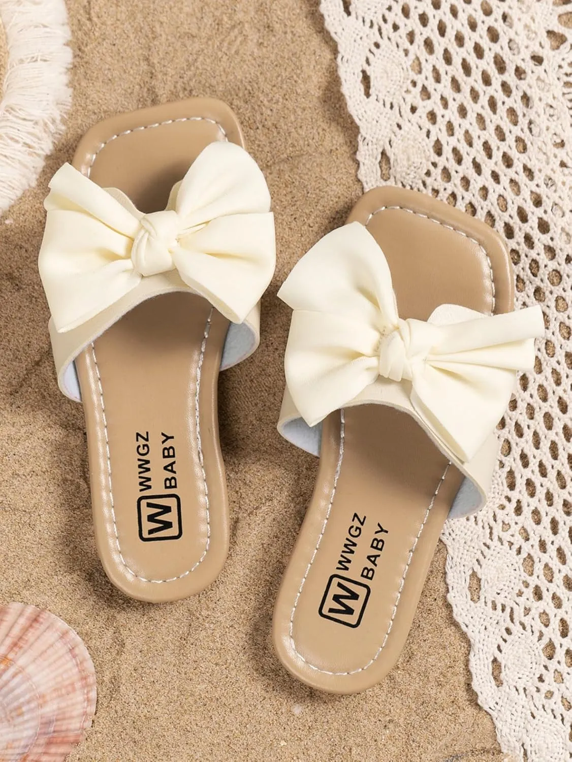 GORGLITTER Girl's Sandals Bow Knot Open Toe Summer Dressy Summer Shoes Flat Sandals