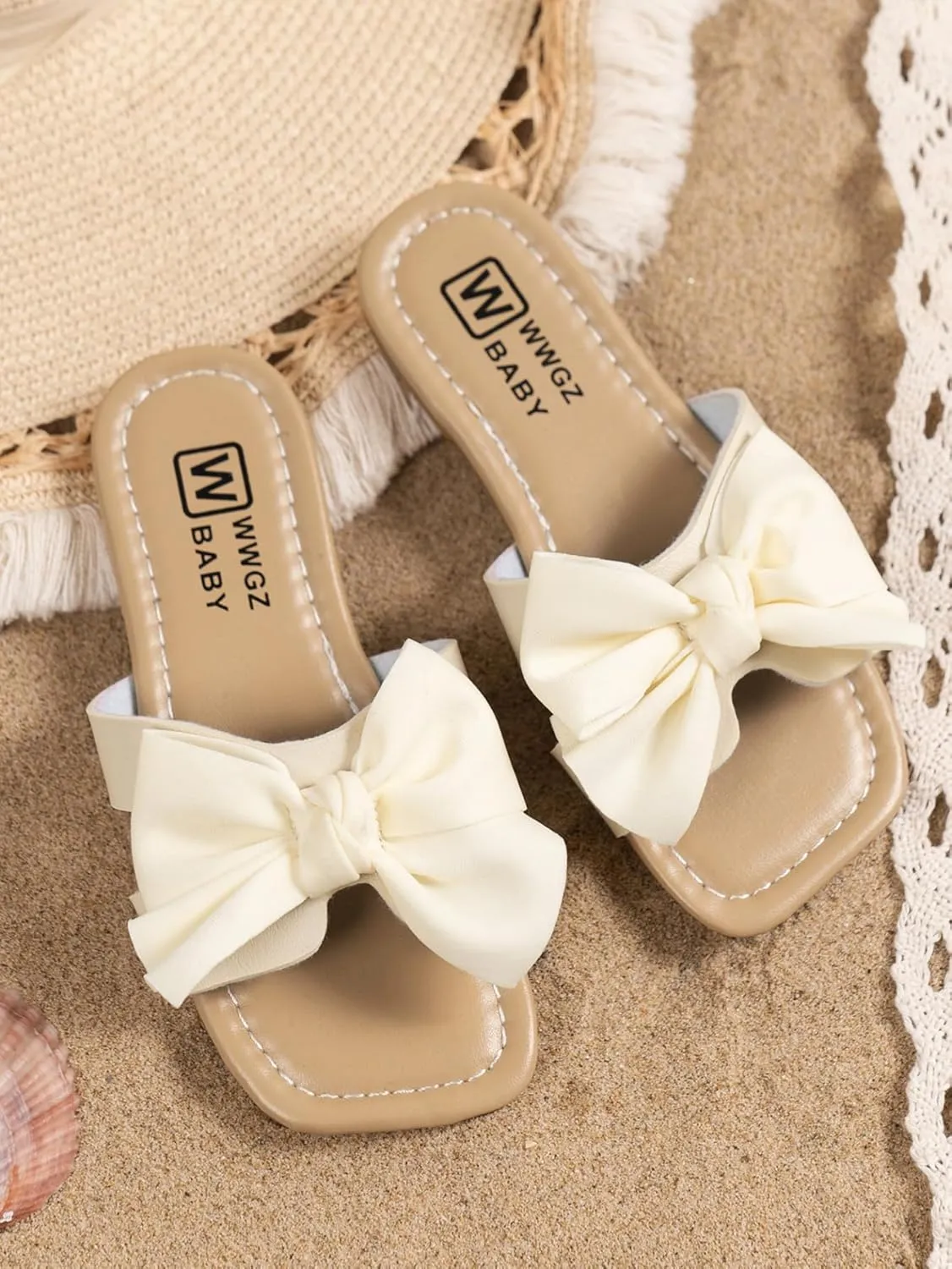 GORGLITTER Girl's Sandals Bow Knot Open Toe Summer Dressy Summer Shoes Flat Sandals