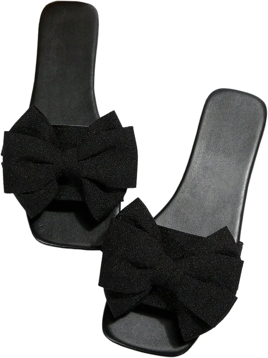 GORGLITTER Women's Bow Sandals Square Open Toe Slip on Dressy Summer Sandals