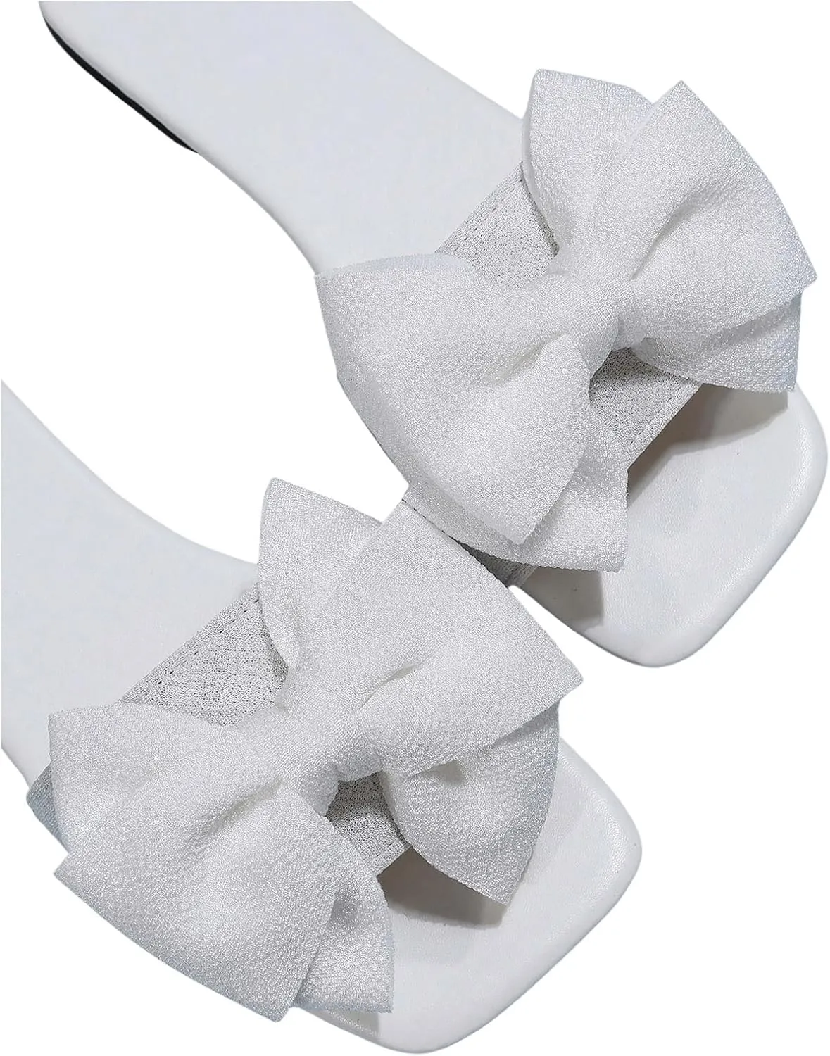GORGLITTER Women's Bow Sandals Square Open Toe Slip on Dressy Summer Sandals