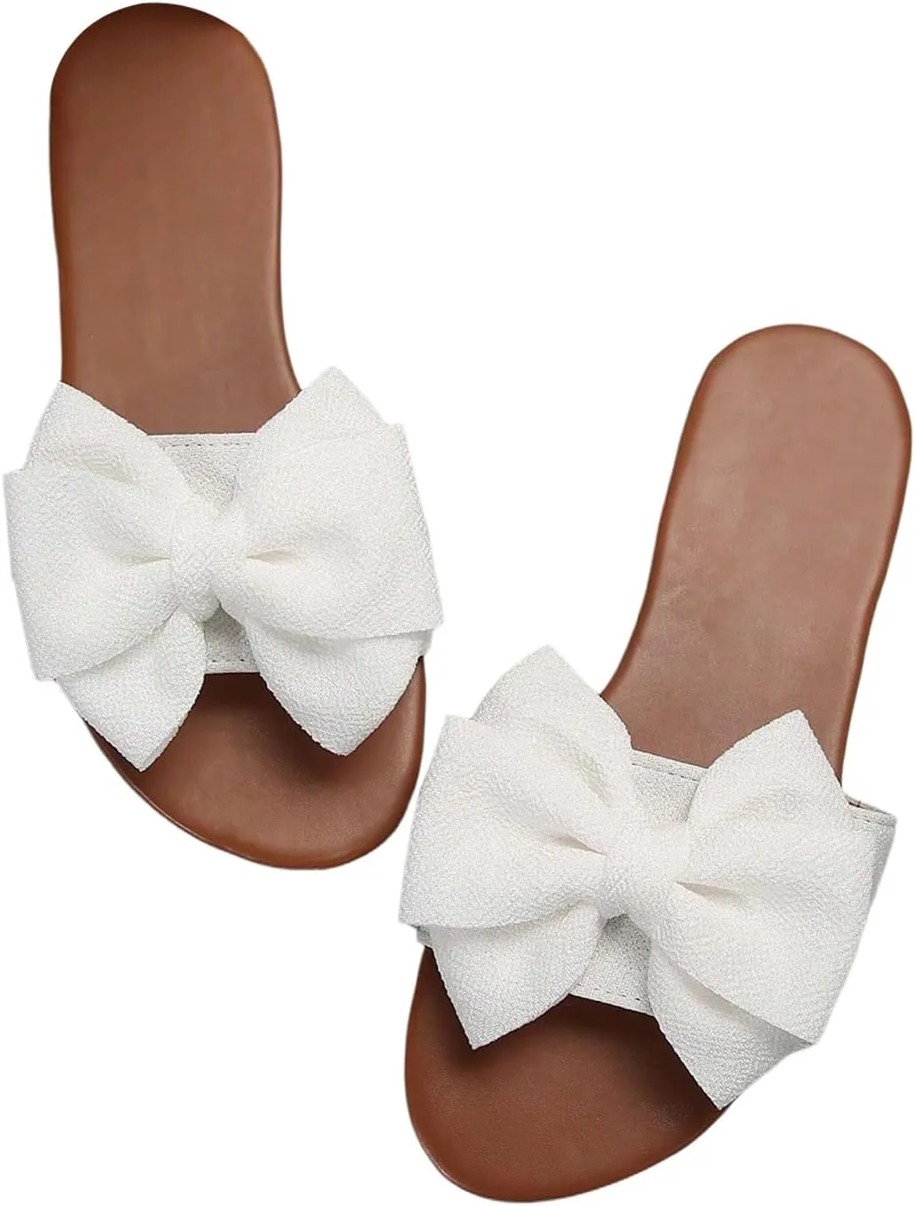 GORGLITTER Women's Bow Sandals Square Open Toe Slip on Dressy Summer Sandals