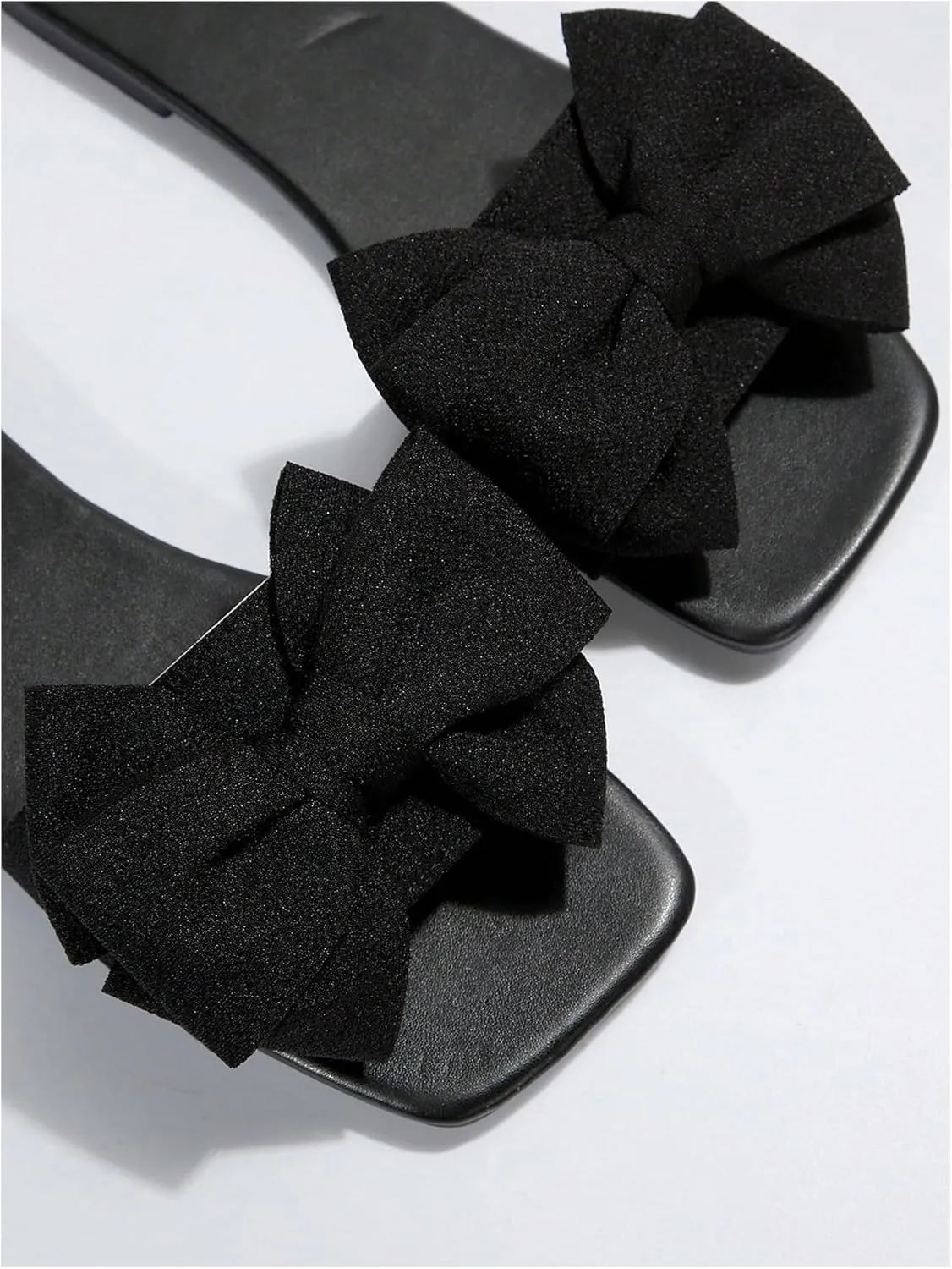 GORGLITTER Women's Bow Sandals Square Open Toe Slip on Dressy Summer Sandals