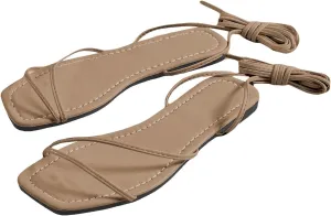 GORGLITTER Women's Lace Up Gladiator Sandals Trendy 2025 Criss Cross Strappy Sandals Cute Tie Up Flats