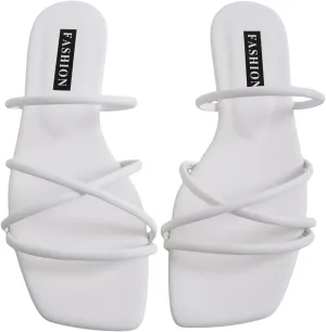 GORGLITTER Women's Strappy Sandals Criss Cross Flat Dress Open Toe Beach Slide Sandal