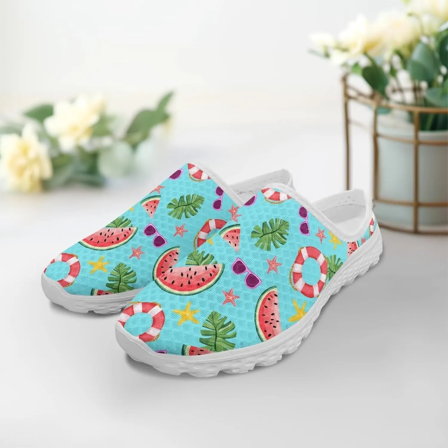 GOSTONG Mules for Women Slip-On Lightweight Open Back Casual Slippers Mesh Breathable Non Slip Walking Shoes for Home Work Size 6-13.5