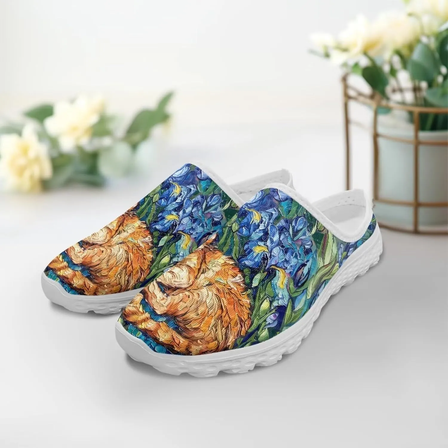 GOSTONG Mules for Women Slip-On Lightweight Open Back Casual Slippers Mesh Breathable Non Slip Walking Shoes for Home Work Size 6-13.5